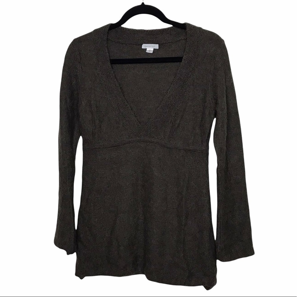 Garnet Hill Brown Alpaca Blend V Neck Sweater